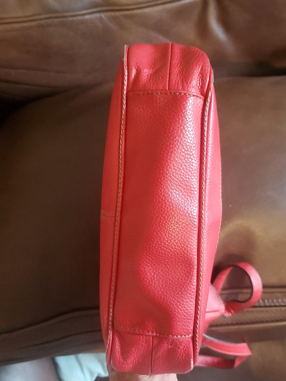 Tignanello Red 100% pebble Leather HOBO Handbag 6 Pocket! Silver Hardware - Picture 14 of 16